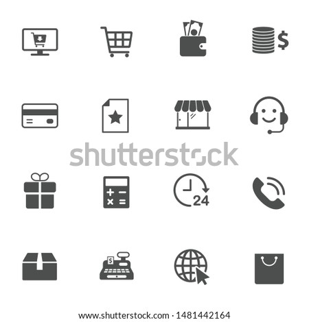 e-commerce vector icons set isolated on white background. business commerce comcept. e commerce flat icons for web, mobile and ui design.