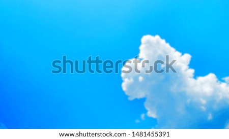 Blurred background sky clouds : Sunshine clouds sky during morning background. Blue,white pastel heaven, soft focus lens flare sunlight. Abstract blurred cyan gradient of peaceful nature. 