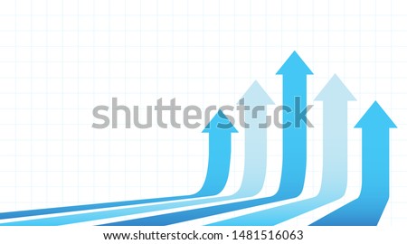 Five arrows moving up. Abstract financial chart with uptrend line arrows graph go up. White background. Royalty-Free Stock Photo #1481516063