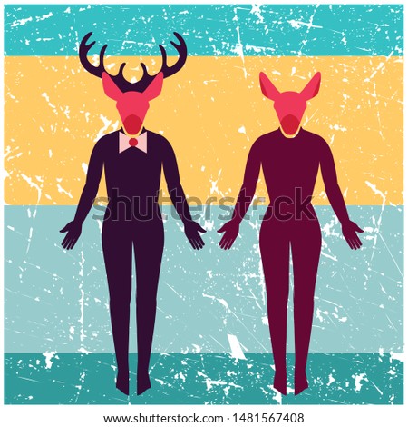 Vector Graphic Hipster deer male and female 