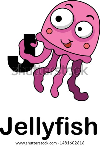 Alphabet Letter j-jellyfish vector illustration