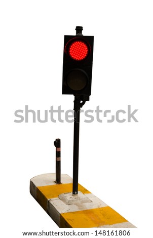 Red traffic light isolated on white - Light signal control transport