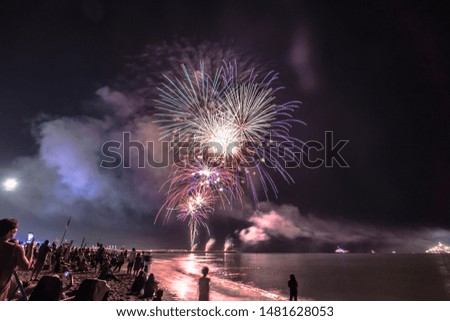 Fireworks on the sea in Versilia, san rocchino.