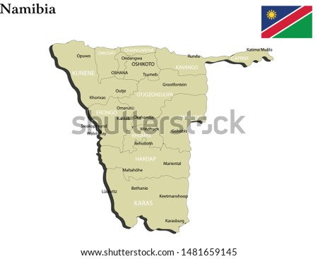 Vector illustration of political map of Namibia