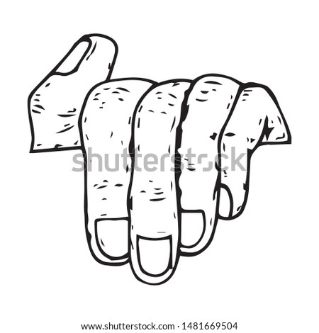 Hand holds icon. Vector illustration of a man's wrist. Hand drawn male hand.	
