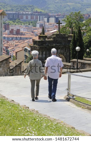 Senior couple in the street