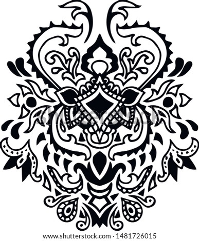 Abstract black and white vector tattoo sketch ornament