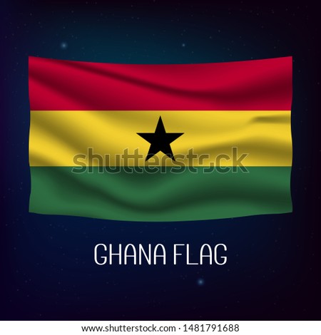 Ghana flag waving with the wind, 3D illustration - Vector