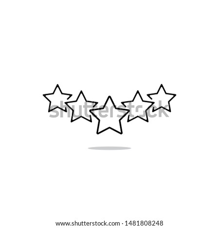Five stars rating vector icon and shadow to bellow
