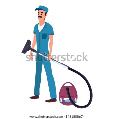 worker cleaning man vacuum machine