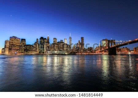 Twilight Manhattan Skyline from Brooklyn