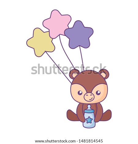 cute little bear baby with balloons helium