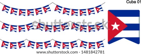 Cuba Bunting Flags Isolated on white Background. vector illustration.