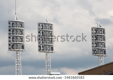 Light towers for stadium or ball field.