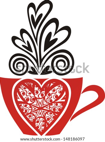Cup love heart illustration