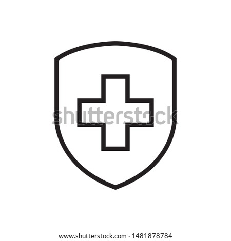 Immune system, medical shield icon in trendy flat style design. Vector graphic illustration. Suitable for website design, logo, app, and ui. EPS 10. Royalty-Free Stock Photo #1481878784