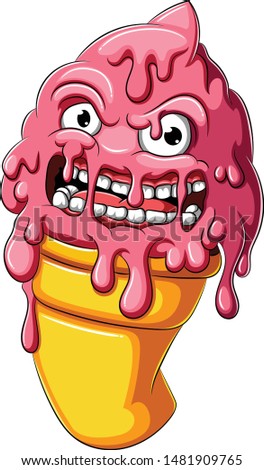 Melting zombie ice cream cartoon