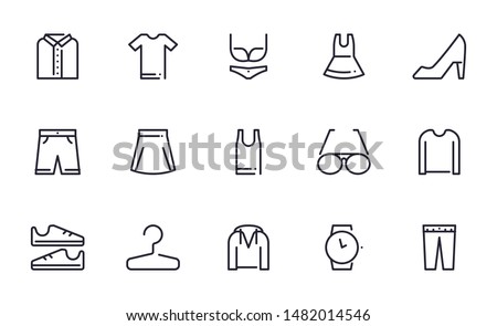 Clothes icons set outline style