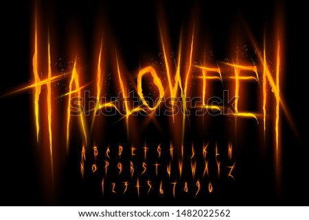 Halloween font, Letters and Numbers, vector eps10 illustration