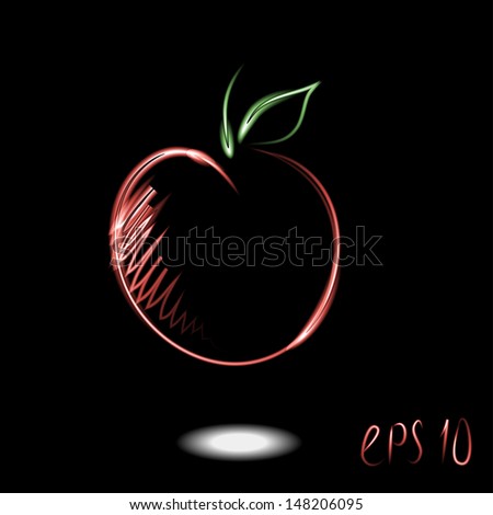 Vector light and bright apple with black background