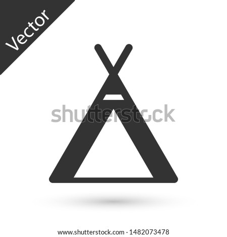 Grey Tourist tent icon isolated on white background. Camping symbol.  Vector Illustration