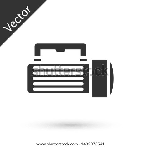 Grey Flashlight icon isolated on white background. Tourist flashlight handle.  Vector Illustration