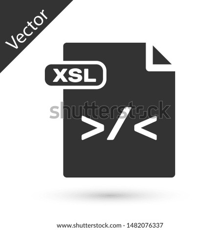 Grey XSL file document. Download xsl button icon isolated on white background. Excel file symbol.  Vector Illustration