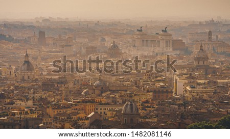 Panoramic aerial view of Rome from the top of Saint Peter's Basilica