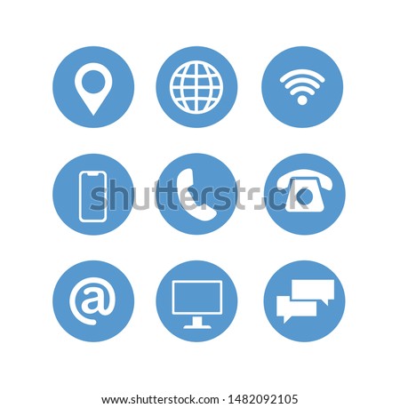 Set of web symbol for web computer and mobile contact.Site connect map network.Design element click phone buttone. facebook icon