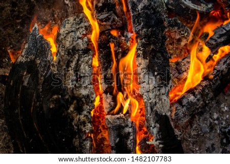 fire in the fireplace background grill