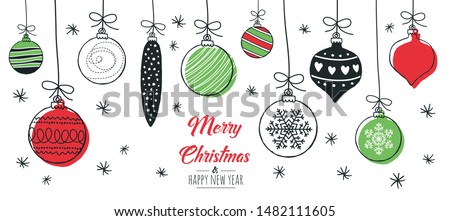 Set of hand drawn christmas baubles. Decoration isolated elements. Doodles and sketches vector illustration
 Royalty-Free Stock Photo #1482111605