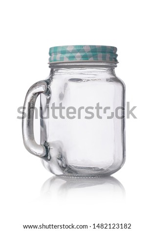 Clear jar and tube on isolated background