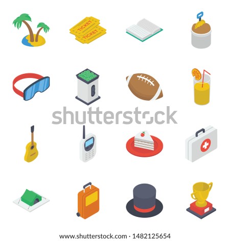 Outdoor Activities Isometric Icons Pack