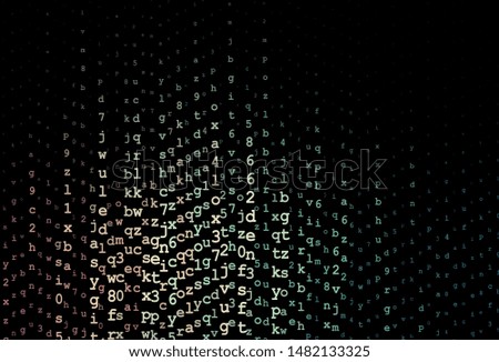Dark Blue, Red vector backdrop with english symbols. Shining illustration with ABC symbols on abstract template. Pattern for ads, poster, banner of books.