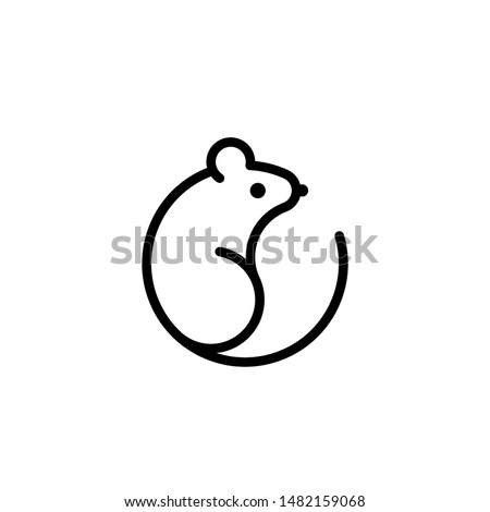 Vector mouse logo. Black and white Rat line icon isolated. Royalty-Free Stock Photo #1482159068