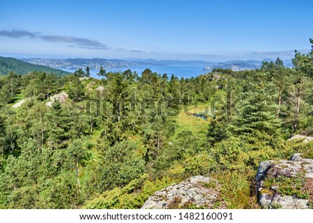 Løvstakken is one of the Seven Mountains that surround the center of the city of Bergen in Hordaland county, Norway. The 477-metre tall mountain is located between the Fyllingsdalen and downtown