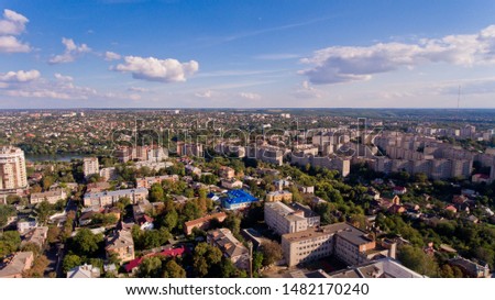 Aerial view of a European city. Vinnytsia city.
