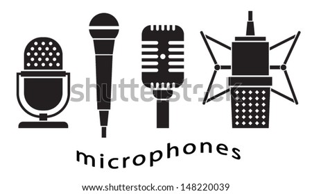 Set of microphones - music - microphone icon - vintage microphone