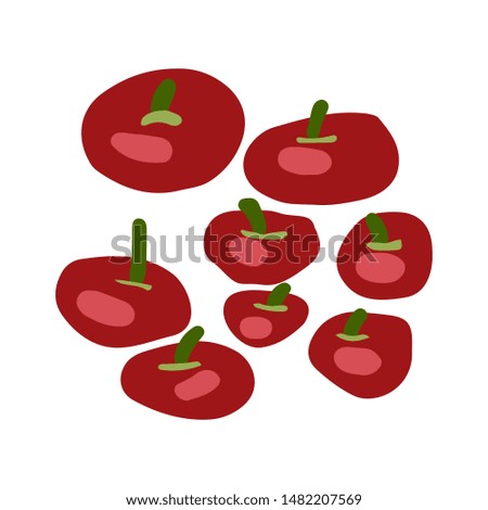Red tomatoes illustration isolated on white background. Flat cartoon style. Vector illustration. Royalty-Free Stock Photo #1482207569