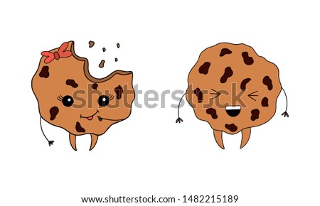 Cute hand drawn cookies isolated on white background. Vector illustration.