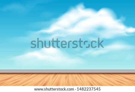 Background scene with blue sky and floor illustration