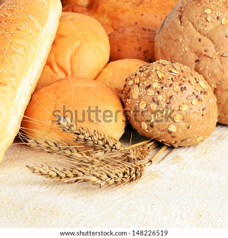 Bread, rolls and wheat