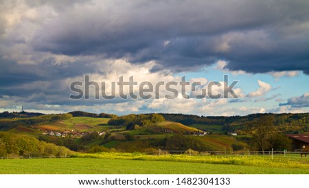 Amazing landscape in fall with clouds