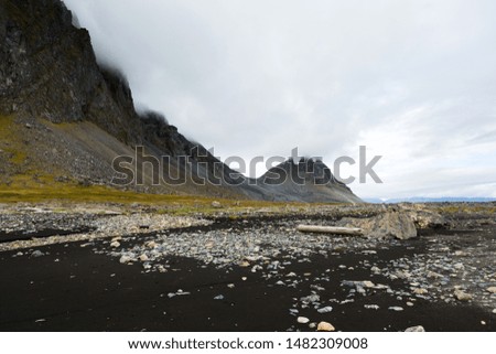 Amazing nature landscape in Vestrahorn Land,  Stokksnes cape, (Batman Mount), Iceland, Europe