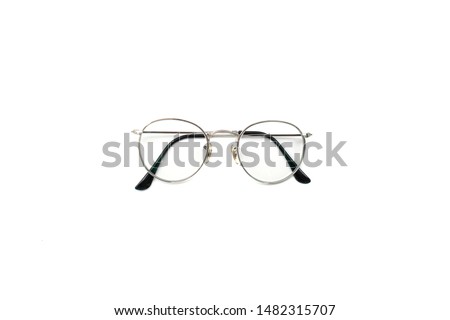 Eye glasses frame silver isolated on white background.