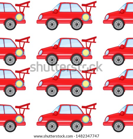 Seamless pattern tile cartoon with toy car illustration