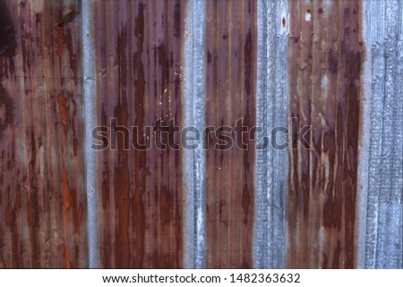Rusty old zinc galvanized corrugated iron  background and texture