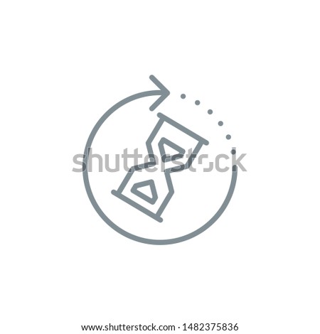sandglass clock outline flat icon. Single high quality outline logo symbol for web design or mobile app. Thin line waiting logo. Gray wait clock icon pictogram isolated on white background Royalty-Free Stock Photo #1482375836