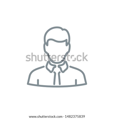 leader manager outline flat icon. Single high quality outline logo boss for web design or mobile app. Thin line administrator logo. Gray icon pictogram director isolated on white background Royalty-Free Stock Photo #1482375839