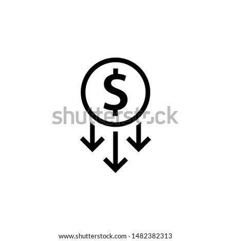 Cost reduction outline icon. Clipart image isolated on white background